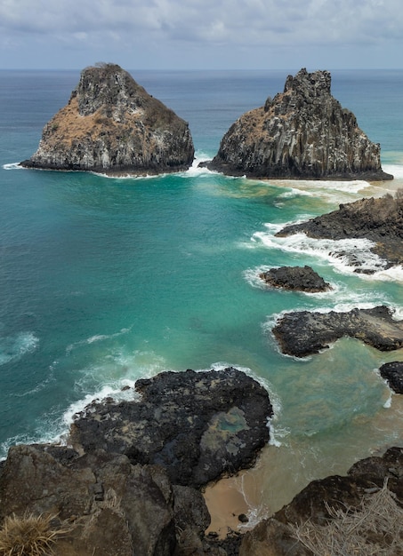 Blue and green water in a beach at Fernando de Noronha archipelago Brazil