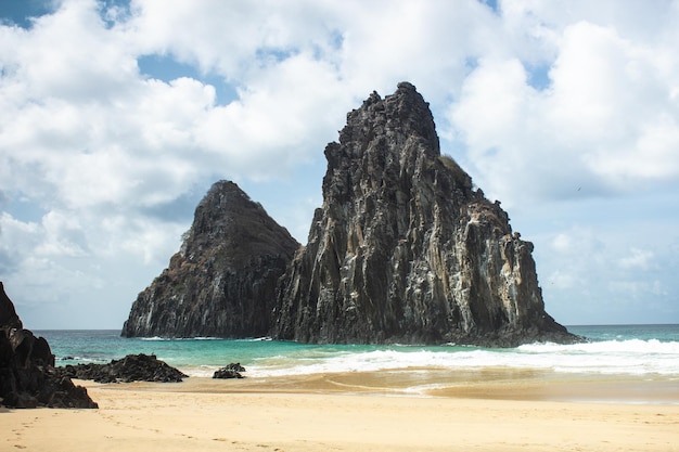 Blue and green water in a beach at Fernando de Noronha archipelago Brazil