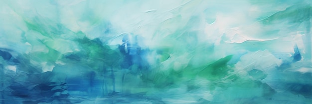 Blue And Green Watercolor Wash Background With Abstract Flow Aquatic Abstract Painting