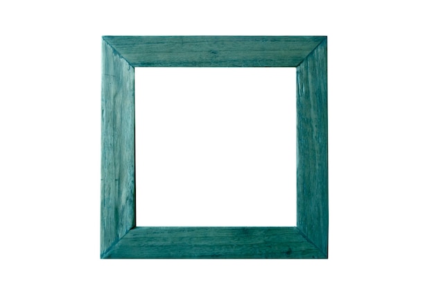 Blue green wood vintage picture frame Photo frame isolated on white background