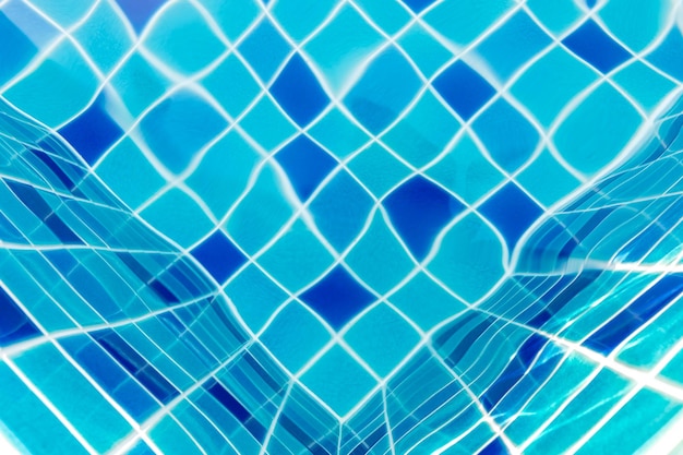 Blue grid background with water ripple texture of swimming pool water pond textured