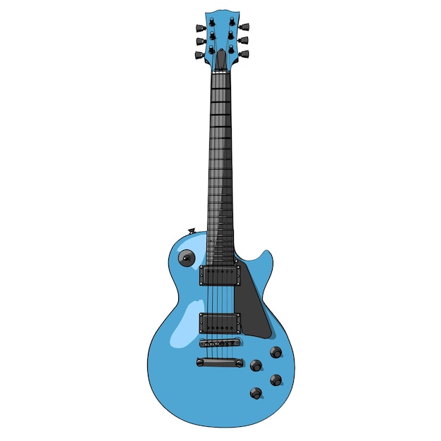 blue guitar on white background