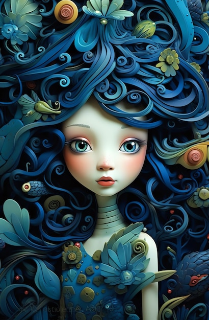 The Blue Haired Princess and Her Underwater Paradise of Fish and Wonder