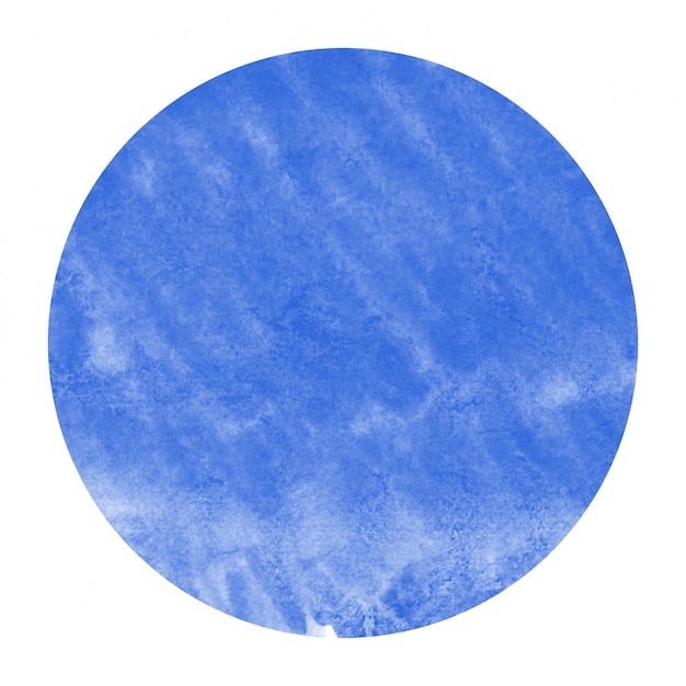 Blue hand drawn watercolor circular frame background texture with stains