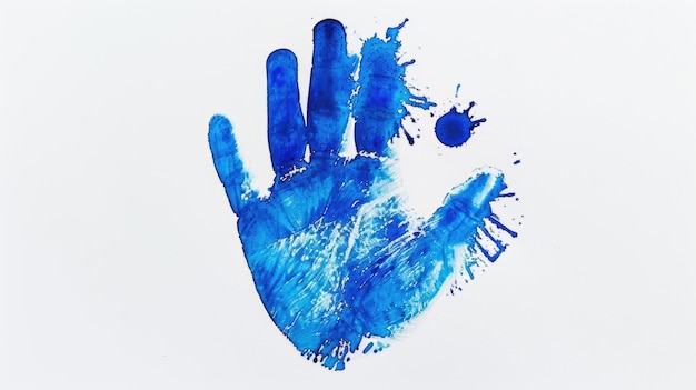 Photo a blue hand print with a ball in the center often used as a symbol of support or unity