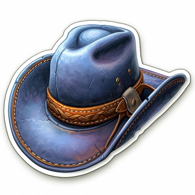 Blue hat sticker on white background