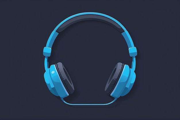 Blue headphones sound icon flat vector design