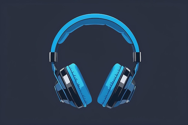 Blue headphones sound icon flat vector design