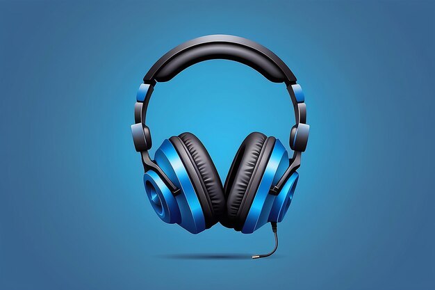 Blue headphones sound icon flat vector design