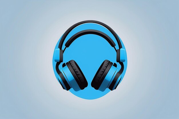 Blue headphones sound icon flat vector design