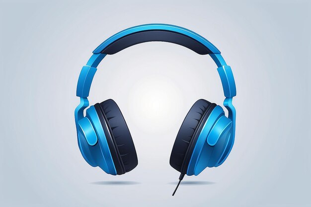 Blue headphones sound icon flat vector design