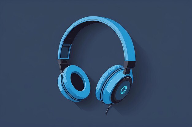 Blue headphones sound icon flat vector design