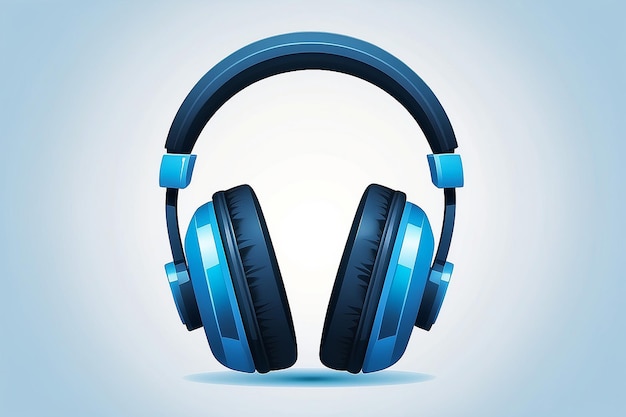 Blue headphones sound icon flat vector design