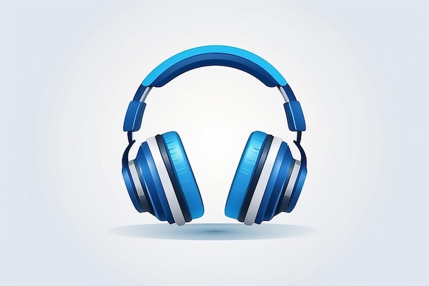 Blue headphones sound icon flat vector design