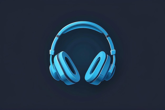 Blue headphones sound icon flat vector design