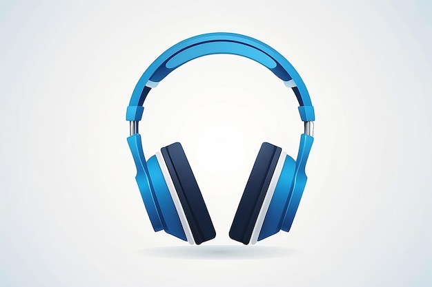 Blue headphones sound icon flat vector design