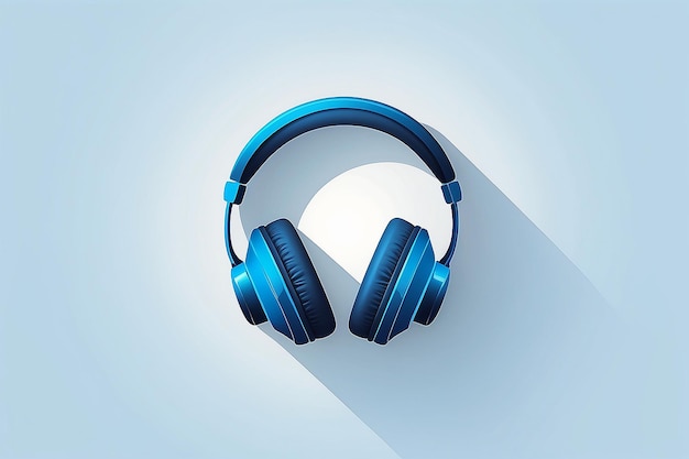 Blue headphones sound icon flat vector design