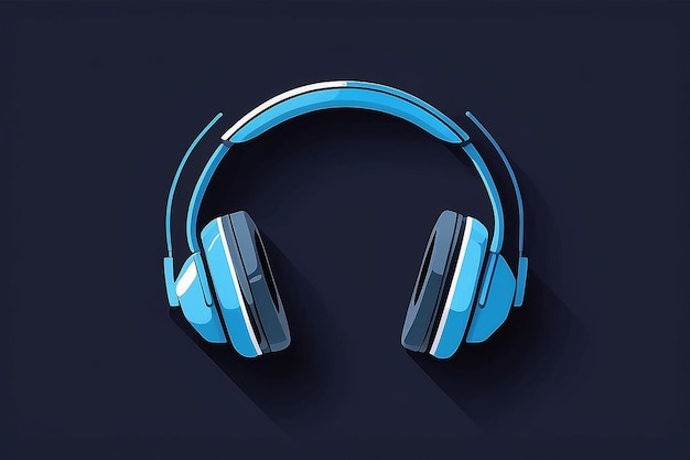 Blue headphones sound icon flat vector design