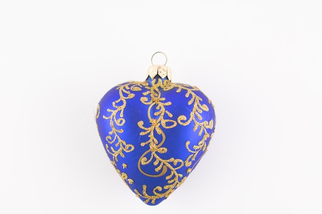 Blue heart for christmas tree on white background