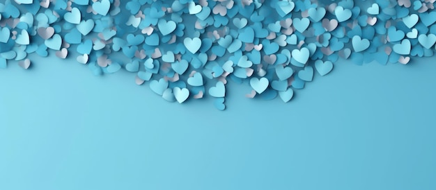 Blue Heart Paper Cutouts on Blue Background