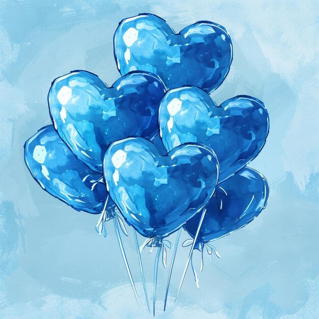 a blue heart shaped balloon with a heart in the middle