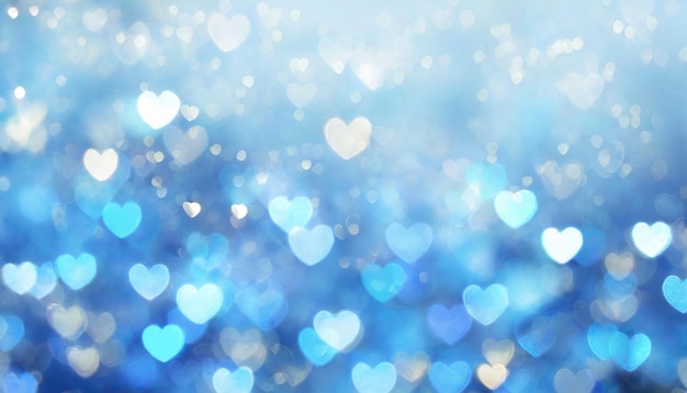 Photo blue heart shaped bokeh background decoration valentine day concept