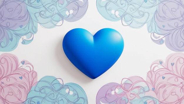 Photo a blue heart with the words love in the middle