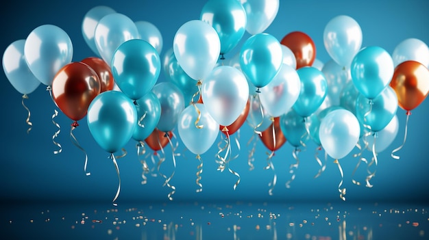 Blue helium party balloons Generative Ai