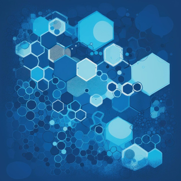 A blue hexagon background with the word honey on it