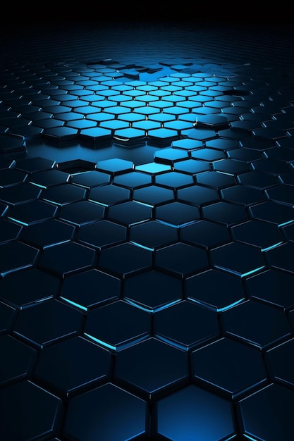 Blue hexagons on a black background