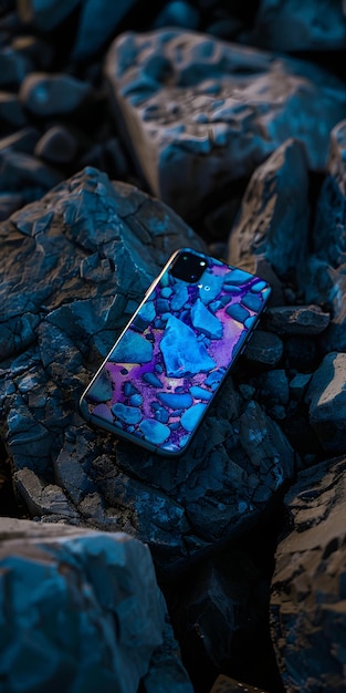 Blue Holographic Smartphone Display