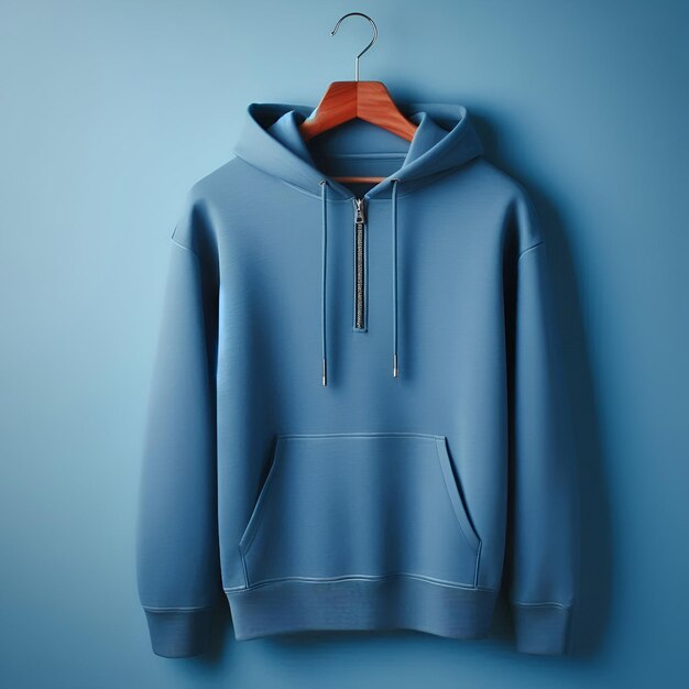 Photo blue hoodie on blue background