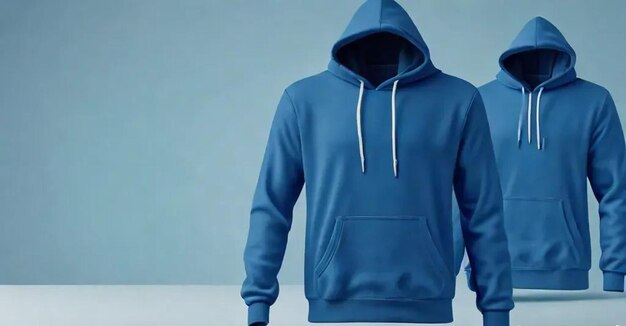 Photo a blue hoodie with a hood that says quot the brand quot