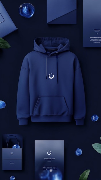 a blue hoodie with a white logo on it