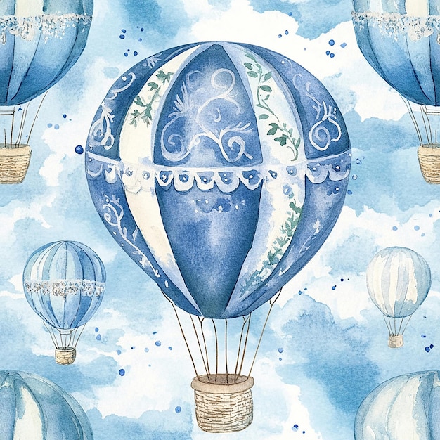 Photo a blue hot air balloon with the words hot air balloons on it