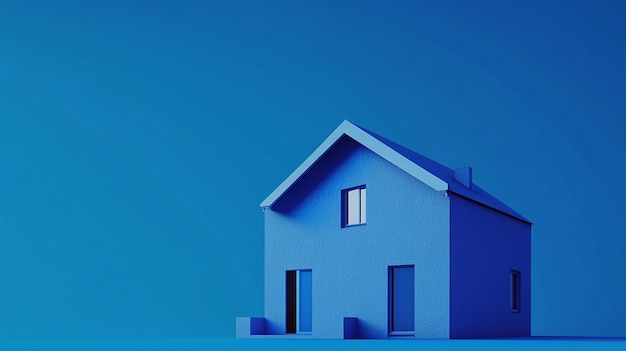 Photo blue house real estate concept on blue background