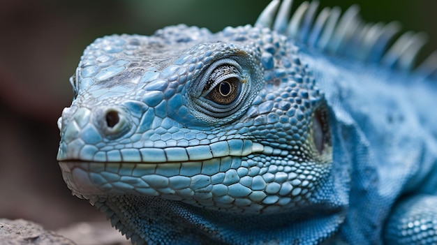 A blue iguana is shown in this image.