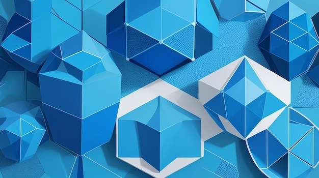 Blue illustration with elegant geometric hexagonal forms