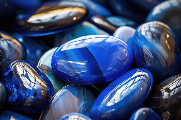 Blue indigo color stones displayed at traditional souk