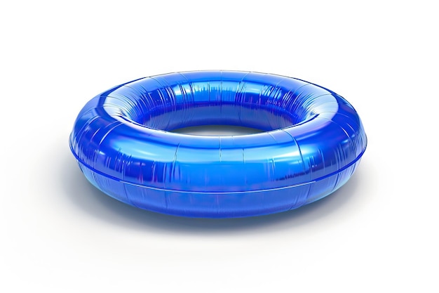 Blue inflatable round tube isolated on white