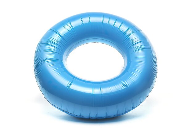 Blue inflatable round tube isolated on white