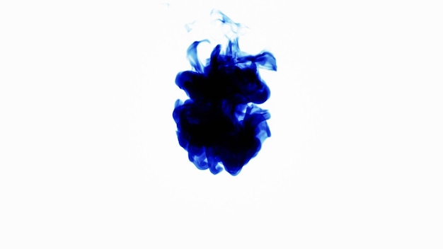 Blue Ink drop splash in water