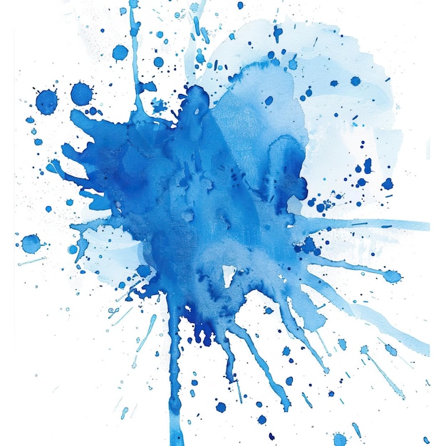 Photo blue ink splash simple illustration of an abstract blue stain on a white background high quality ai