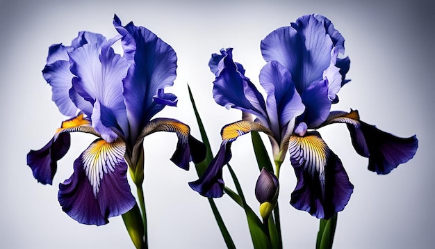 Blue iris isolated on black background flowers and plants in spring