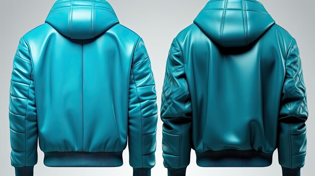 a blue jacket with a hood that says the brand of blue