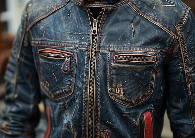 a blue jacket with a zipper that says  pocket