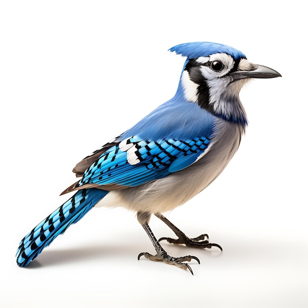 Blue Jay Bird On white background