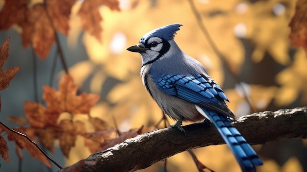 blue jay in the forest HD 8K wallpaper Stock Photographic Image