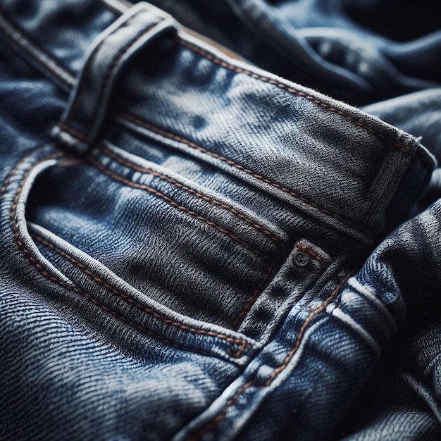 Photo blue jeans pocket close up