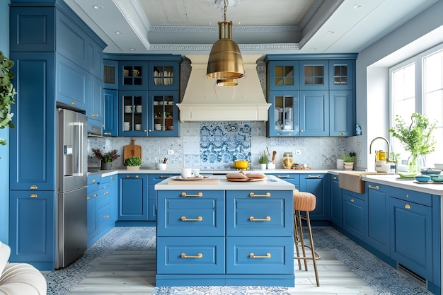 Blue Kitchen Island A Stylish and Cozy Space for Culinary Delights